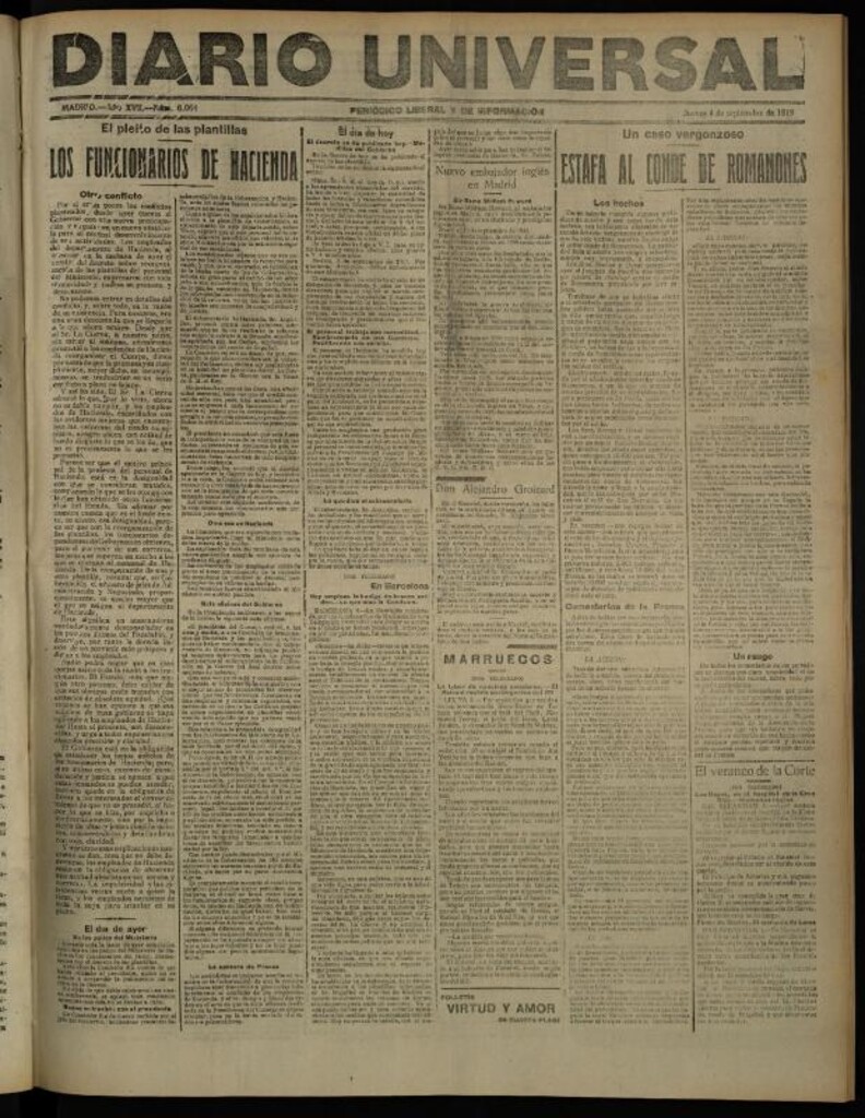 Miniatura de Diario Universal del 4 de septiembre de 1919