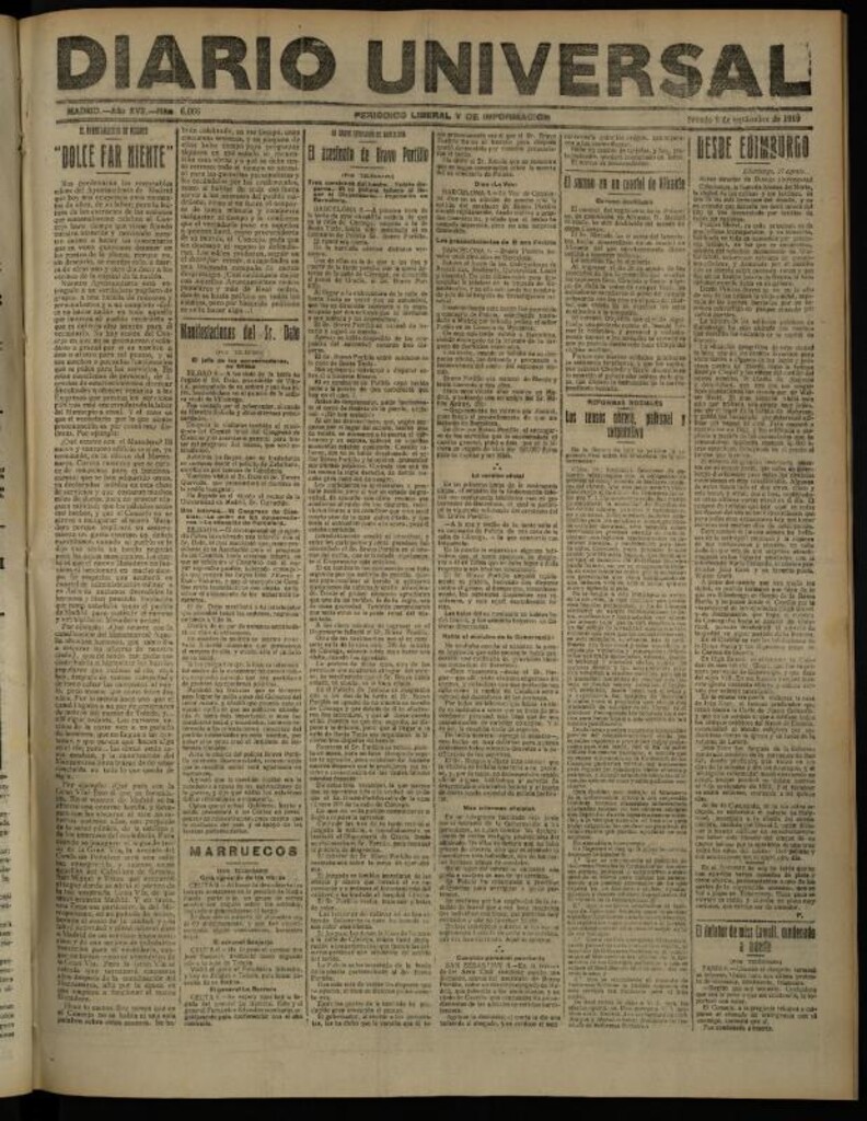 Miniatura de Diario Universal del 6 de septiembre de 1919