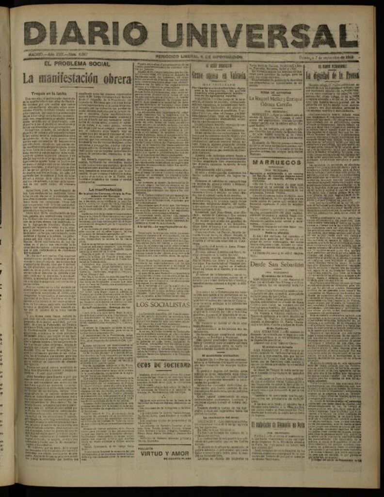 Miniatura de Diario Universal del 7 de septiembre de 1919