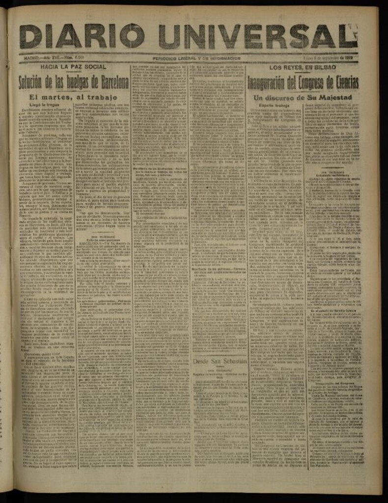 Miniatura de Diario Universal del 8 de septiembre de 1919