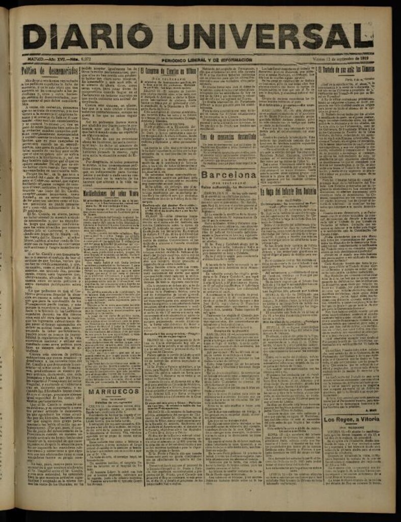 Miniatura de Diario Universal del 12 de septiembre de 1919