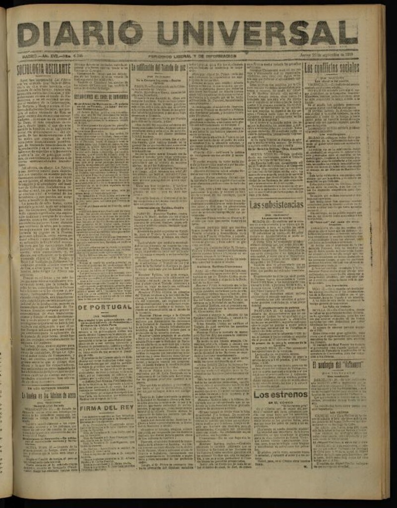 Miniatura de Diario Universal del 25 de septiembre de 1919