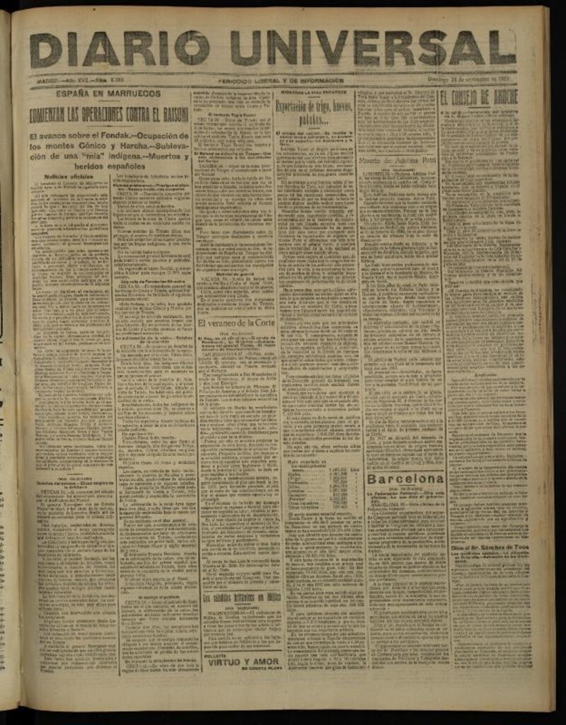 Miniatura de Diario Universal del 28 de septiembre de 1919