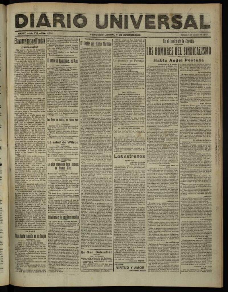 Miniatura de Diario Universal del 4 de octubre de 1919