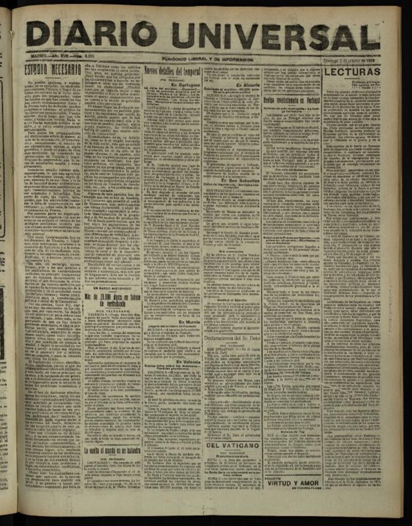 Miniatura de Diario Universal del 5 de octubre de 1919