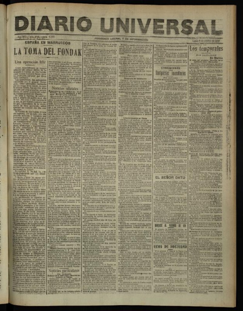 Miniatura de Diario Universal del 6 de octubre de 1919