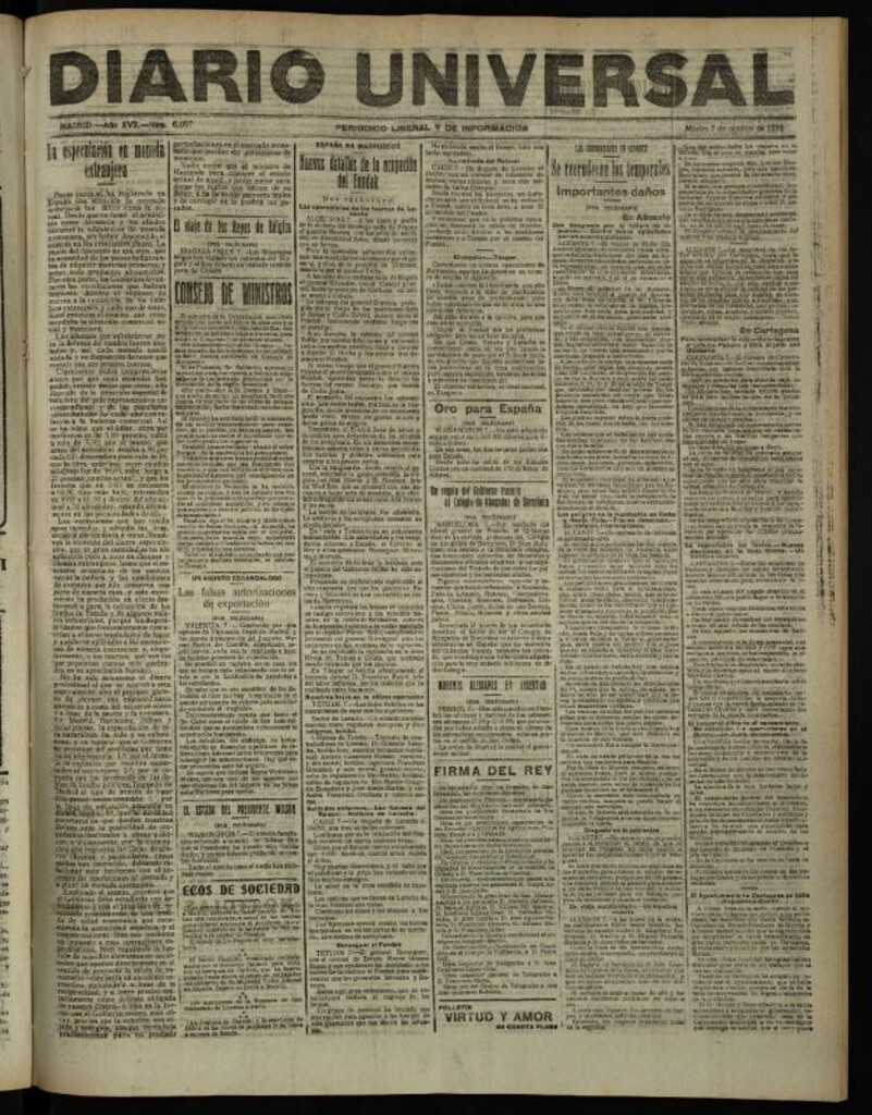 Miniatura de Diario Universal del 7 de octubre de 1919