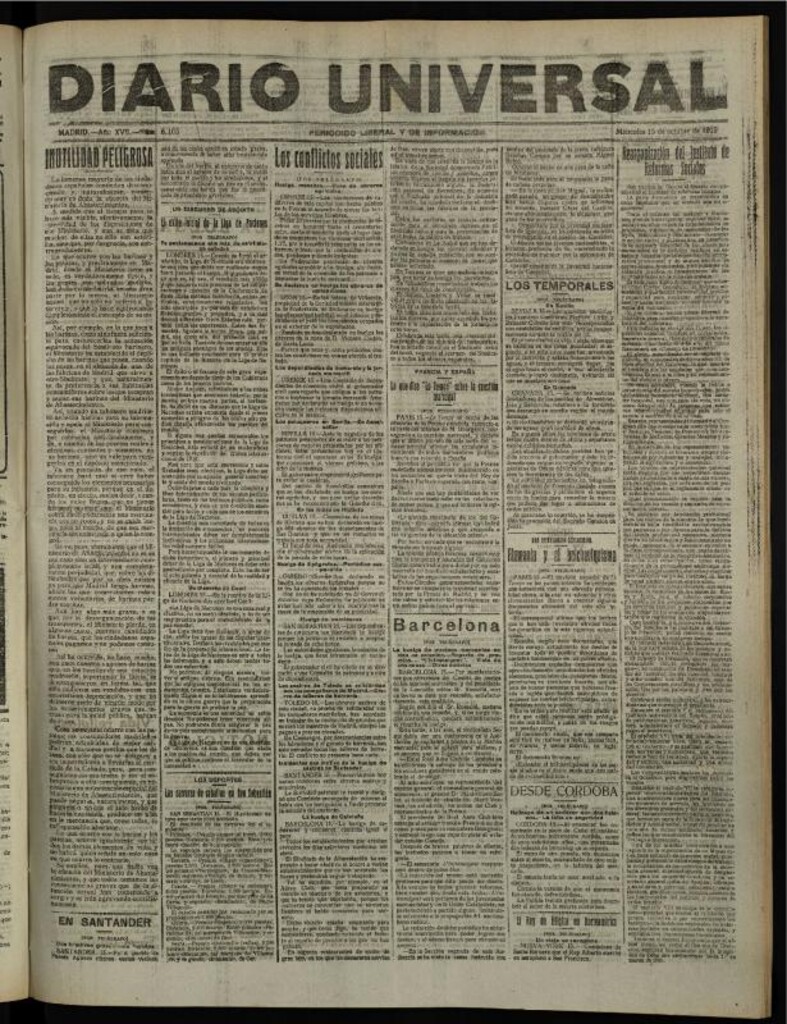 Miniatura de Diario Universal del 15 de octubre de 1919