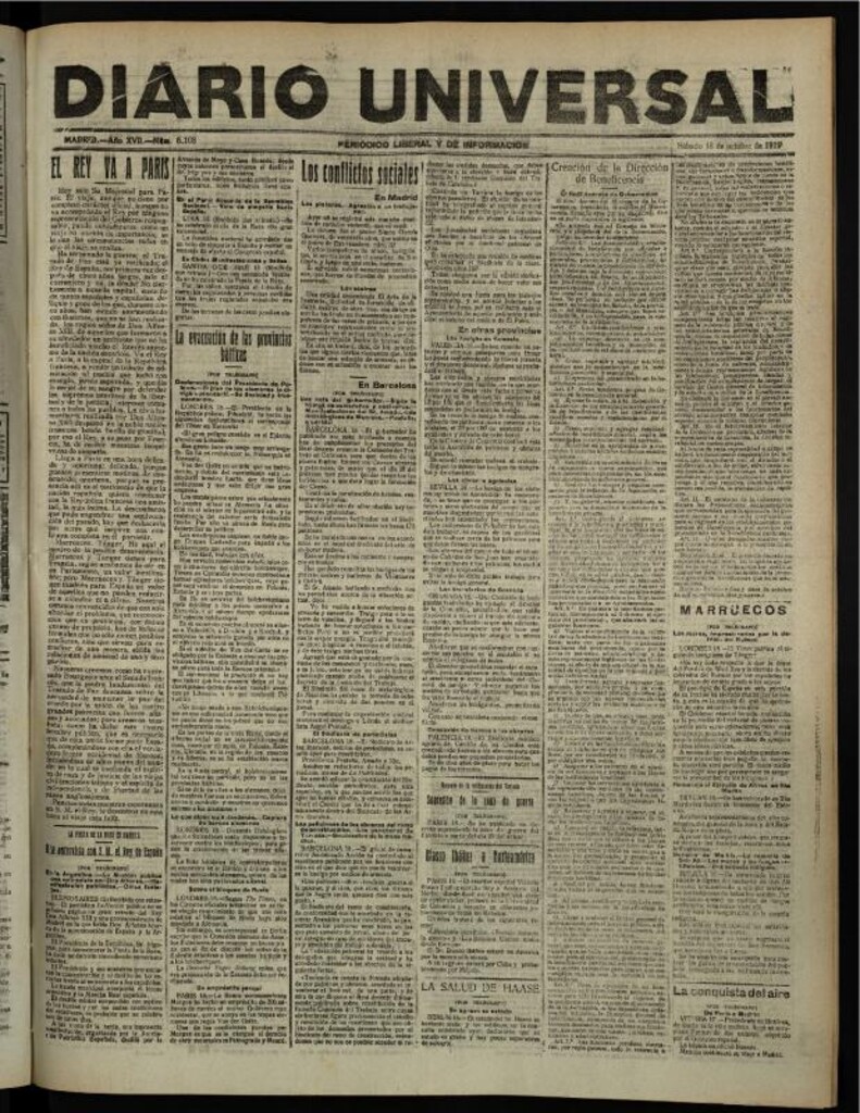 Miniatura de Diario Universal del 18 de octubre de 1919