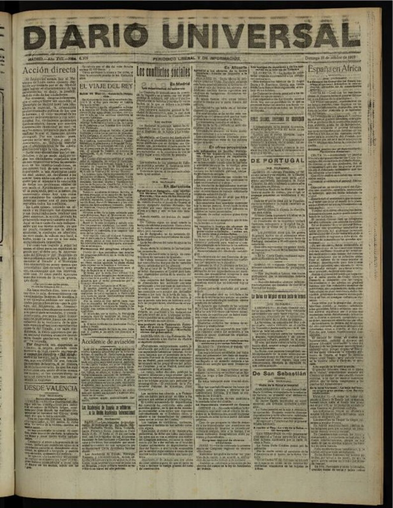 Miniatura de Diario Universal del 19 de octubre de 1919