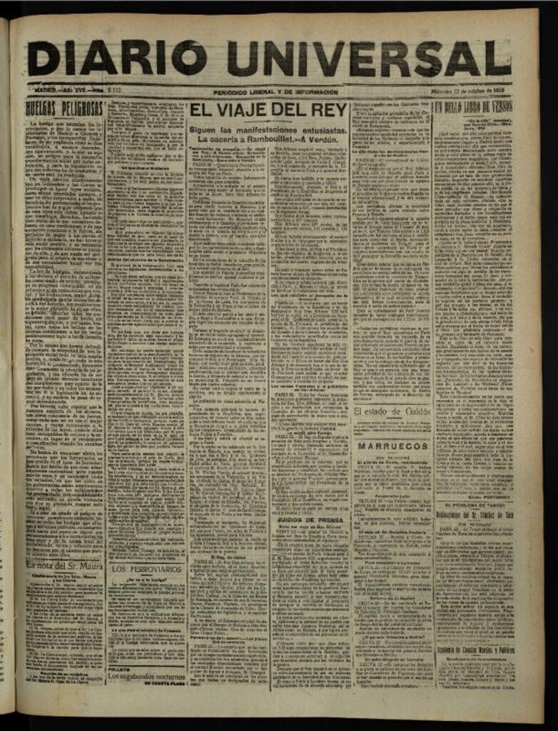 Miniatura de Diario Universal del 22 de octubre de 1919