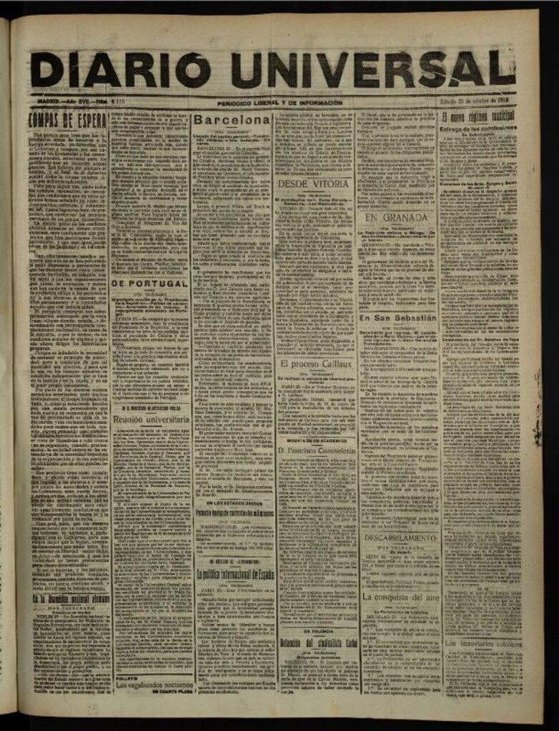 Miniatura de Diario Universal del 25 de octubre de 1919