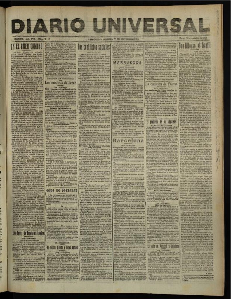 Miniatura de Diario Universal del 28 de octubre de 1919