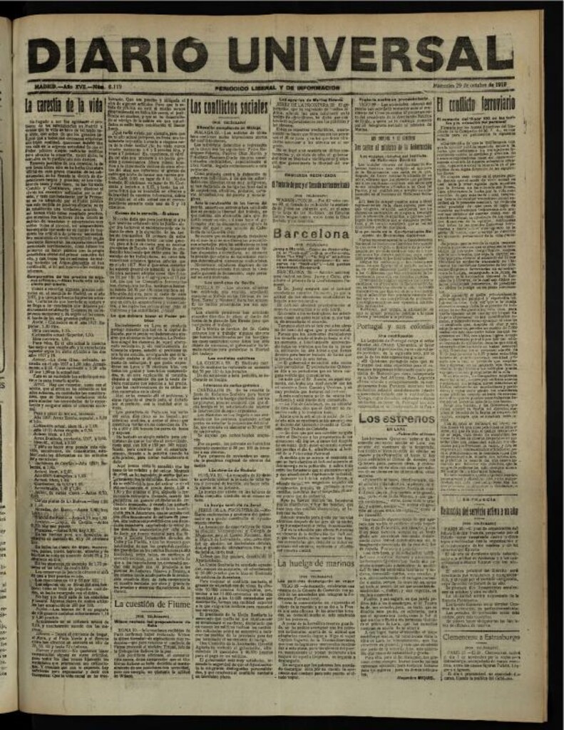 Miniatura de Diario Universal del 29 de octubre de 1919