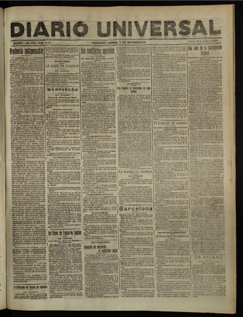 Miniatura de Diario Universal del 30 de octubre de 1919
