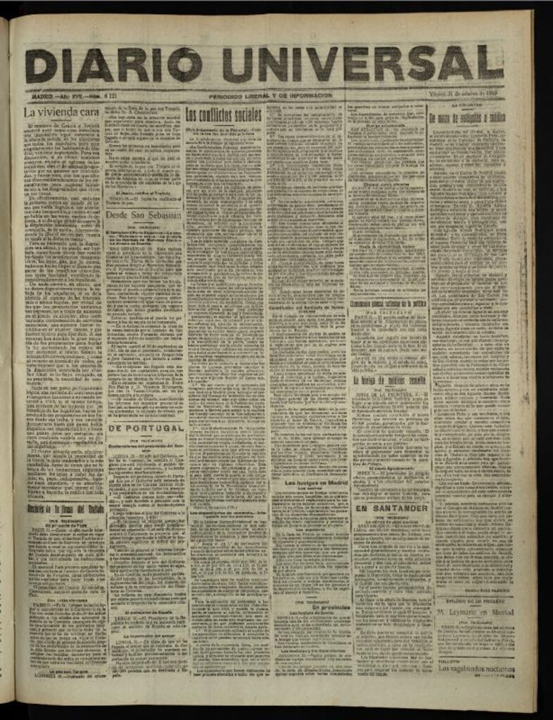Miniatura de Diario Universal del 31 de octubre de 1919