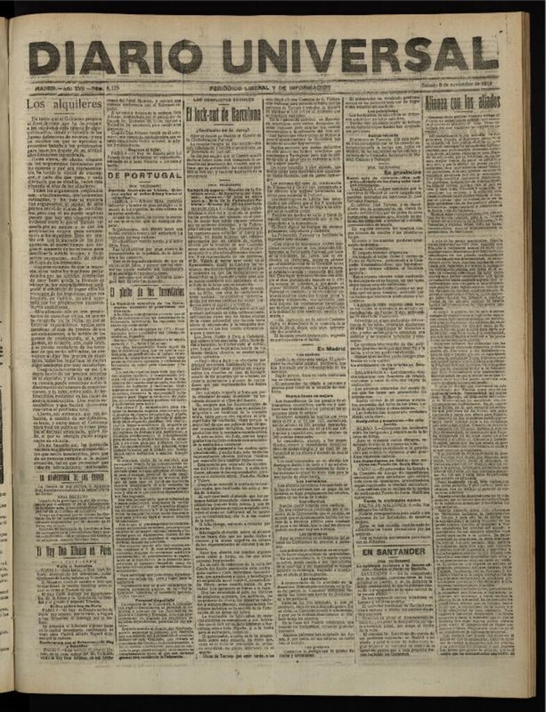 Miniatura de Diario Universal del 8 de noviembre de 1919