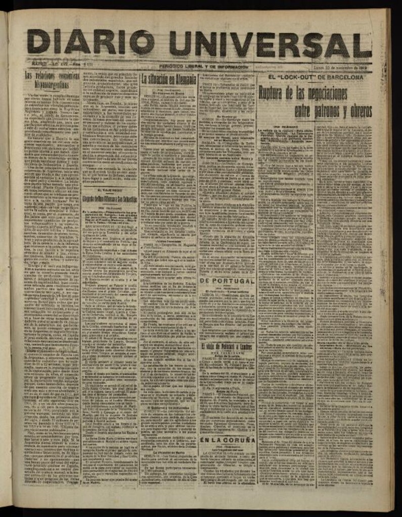 Miniatura de Diario Universal del 10 de noviembre de 1919
