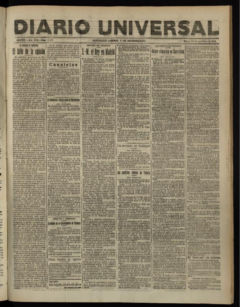 Miniatura de Diario Universal del 11 de noviembre de 1919