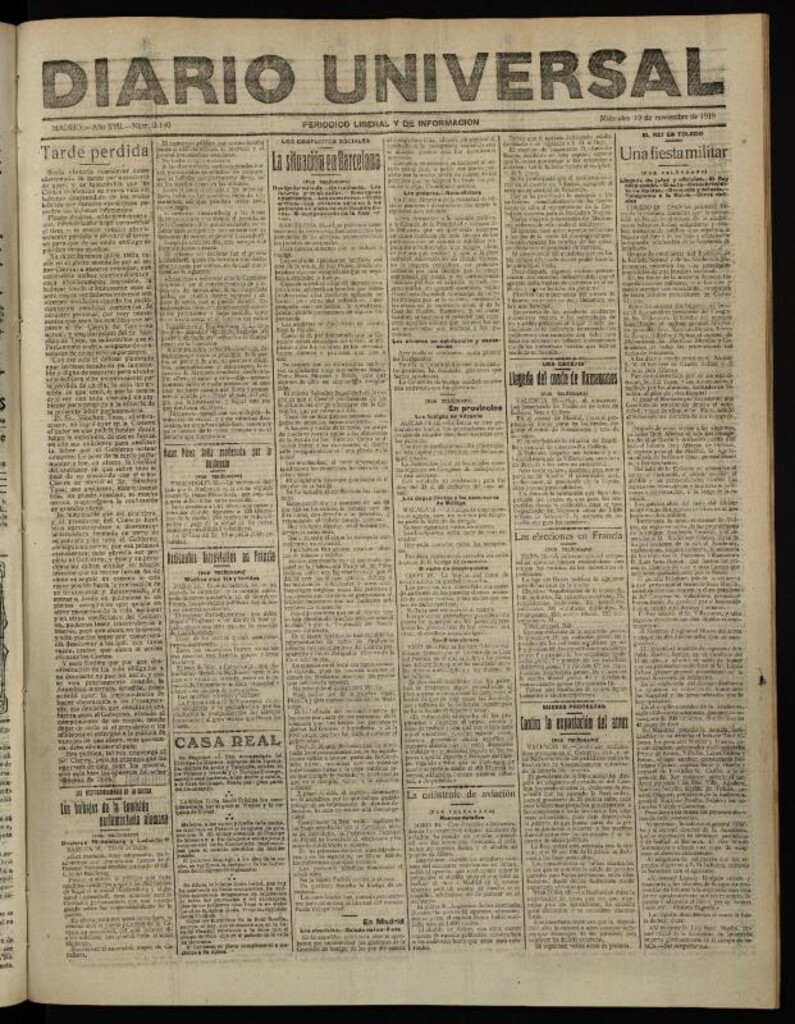 Miniatura de Diario Universal del 19 de noviembre de 1919