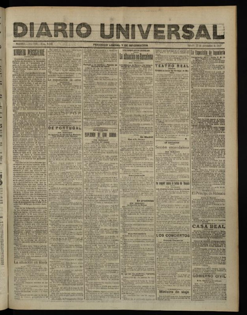 Miniatura de Diario Universal del 22 de noviembre de 1919