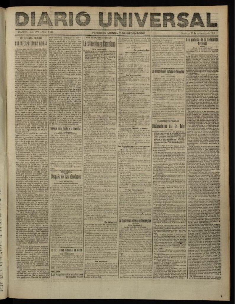 Miniatura de Diario Universal del 23 de noviembre de 1919