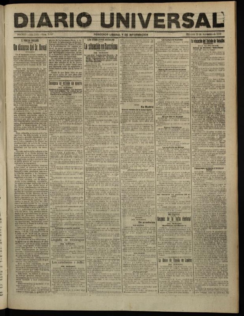 Miniatura de Diario Universal del 26 de noviembre de 1919