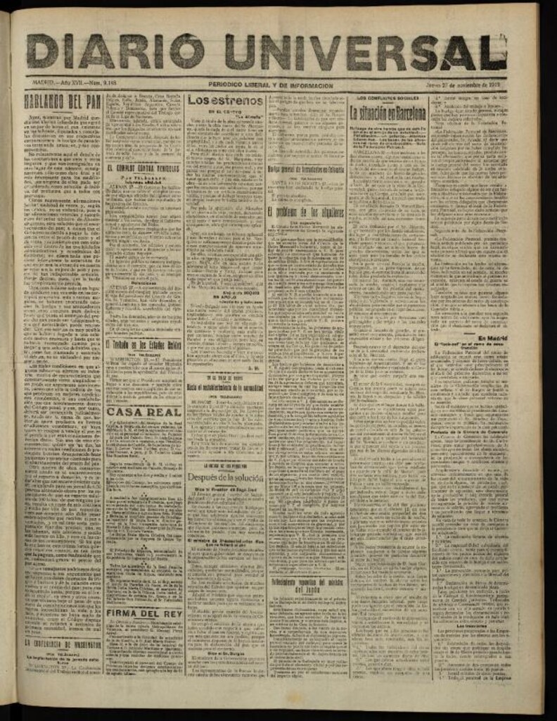 Miniatura de Diario Universal del 27 de noviembre de 1919