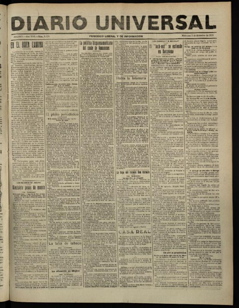 Miniatura de Diario Universal del 3 de diciembre de 1919