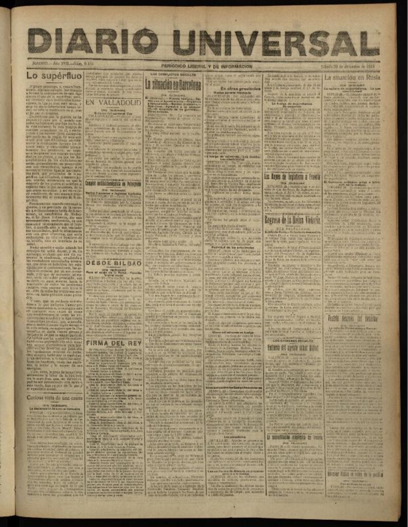 Miniatura de Diario Universal del 20 de diciembre de 1919