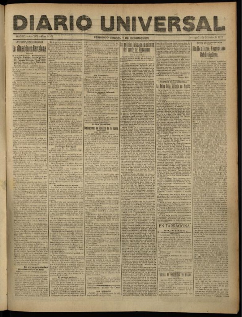 Miniatura de Diario Universal del 21 de diciembre de 1919