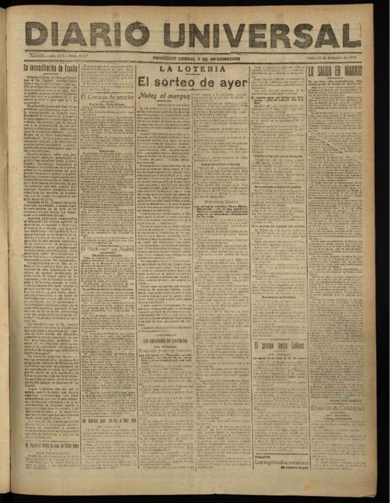 Miniatura de Diario Universal del 23 de diciembre de 1919