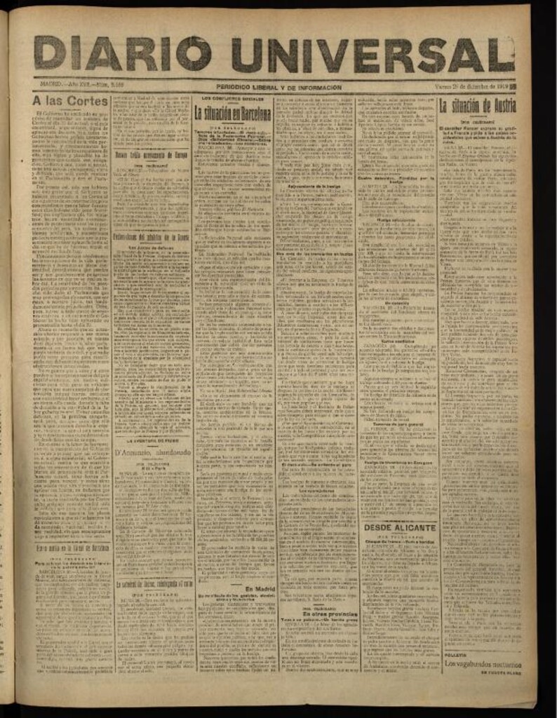 Miniatura de Diario Universal del 26 de diciembre de 1919