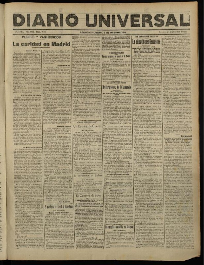 Miniatura de Diario Universal del 28 de diciembre de 1919