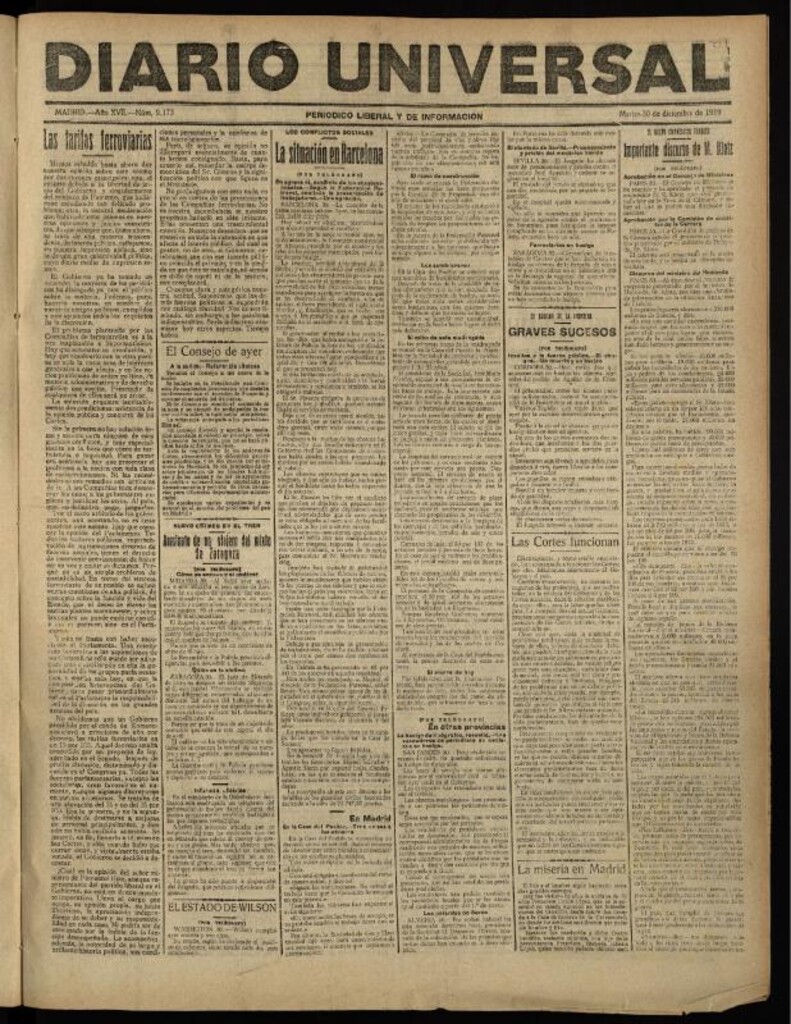 Miniatura de Diario Universal del 30 de diciembre de 1919