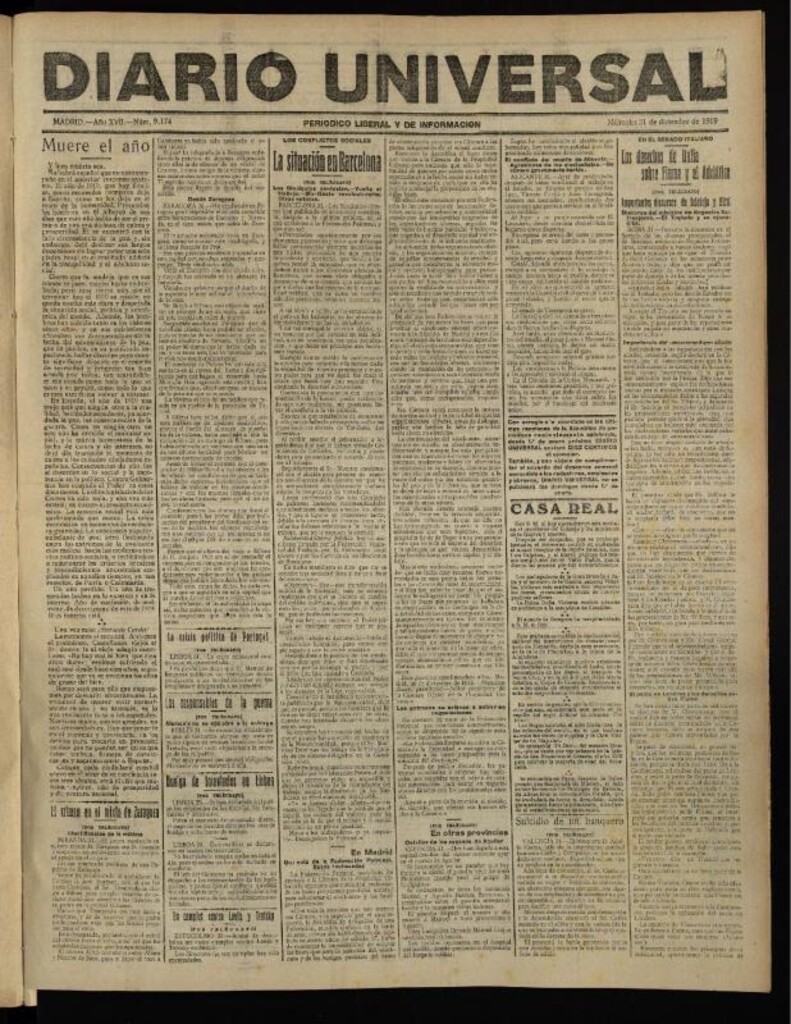 Miniatura de Diario Universal del 31 de diciembre de 1919