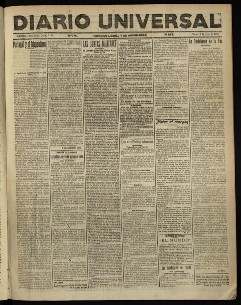 Miniatura de Diario Universal del 2 de enero de 1920