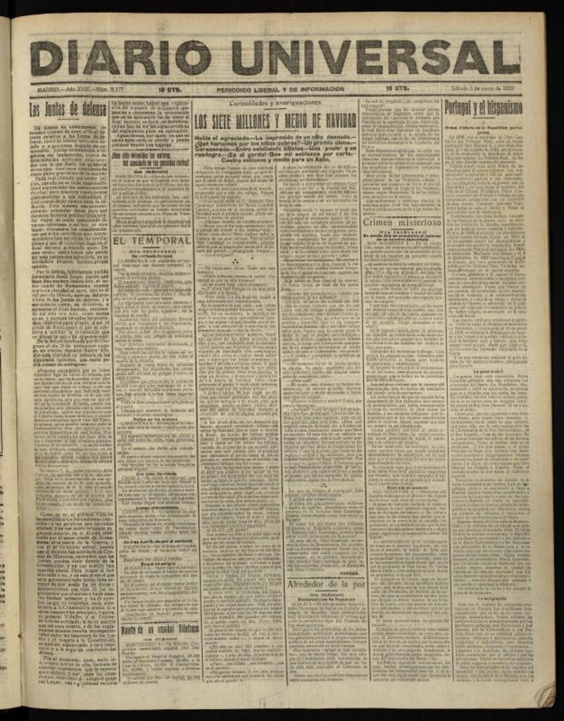 Miniatura de Diario Universal del 3 de enero de 1920
