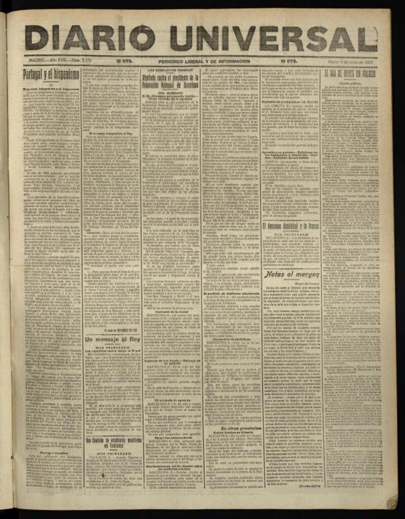 Miniatura de Diario Universal del 6 de enero de 1920
