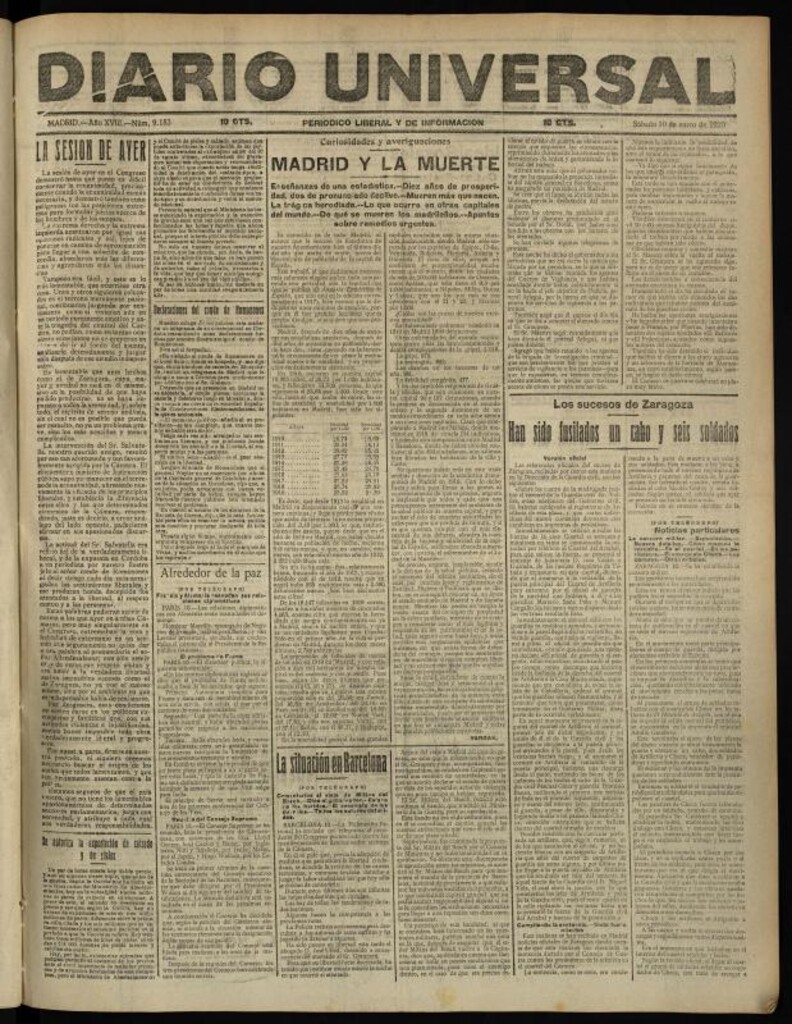 Miniatura de Diario Universal del 10 de enero de 1920