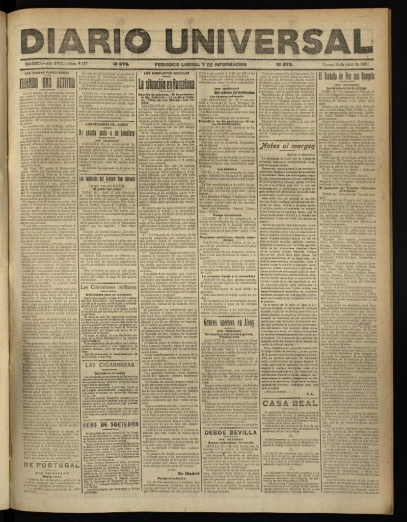 Miniatura de Diario Universal del 16 de enero de 1920