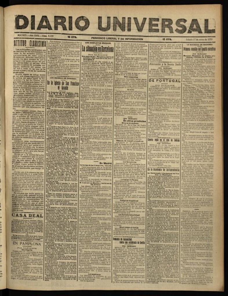 Miniatura de Diario Universal del 17 de enero de 1920