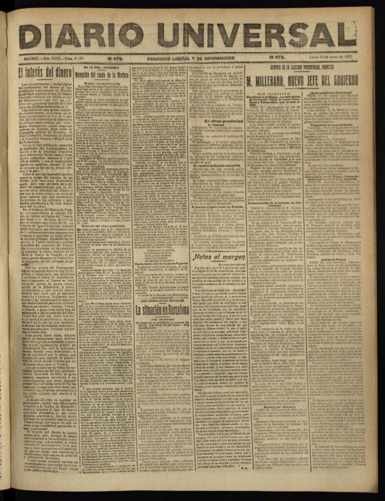 Miniatura de Diario Universal del 19 de enero de 1920