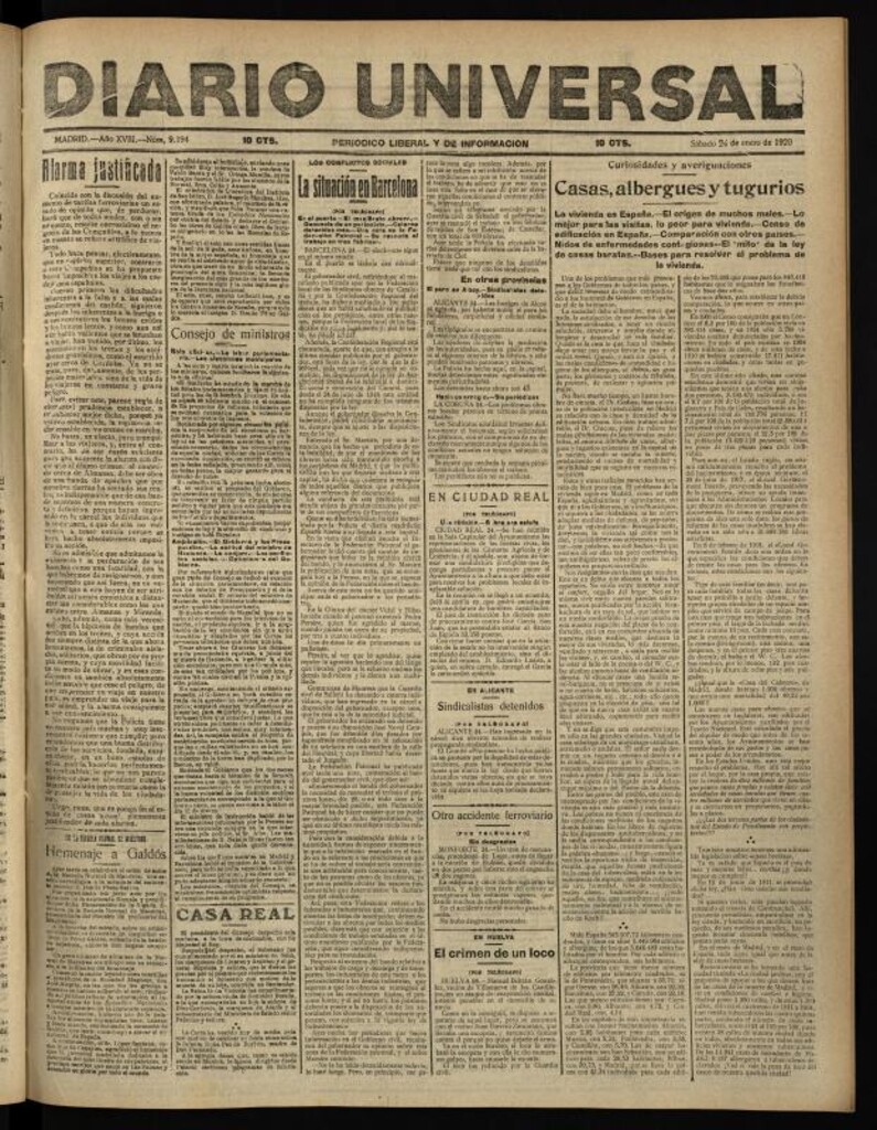 Miniatura de Diario Universal del 24 de enero de 1920