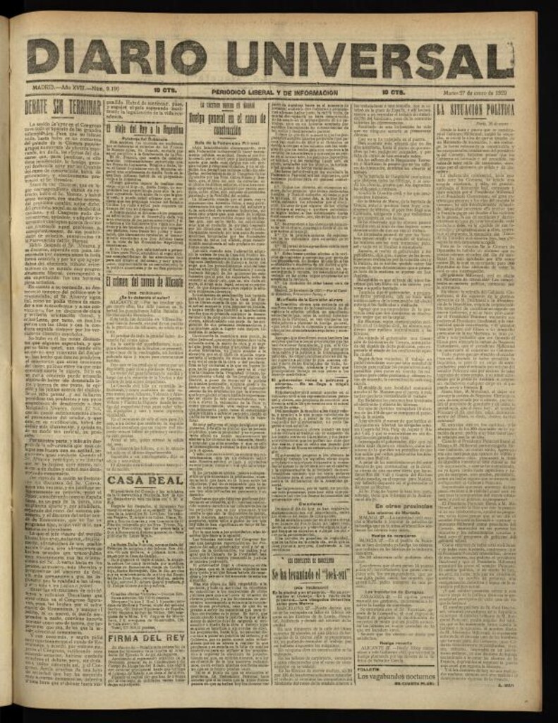 Miniatura de Diario Universal del 27 de enero de 1920