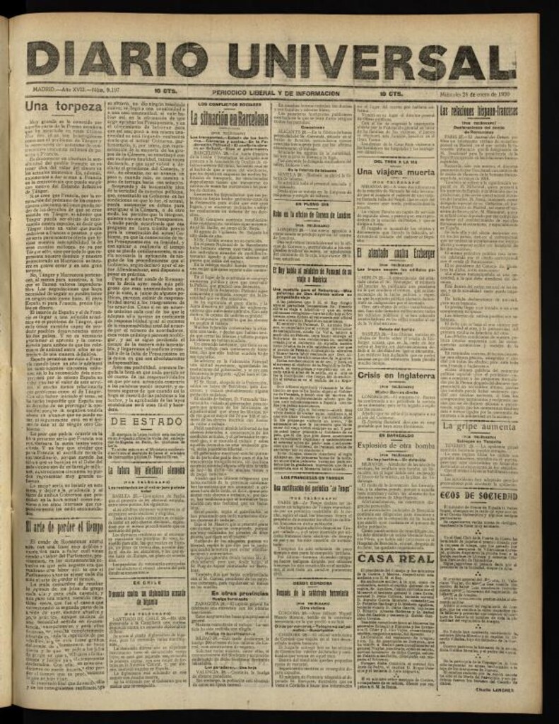 Miniatura de Diario Universal del 28 de enero de 1920