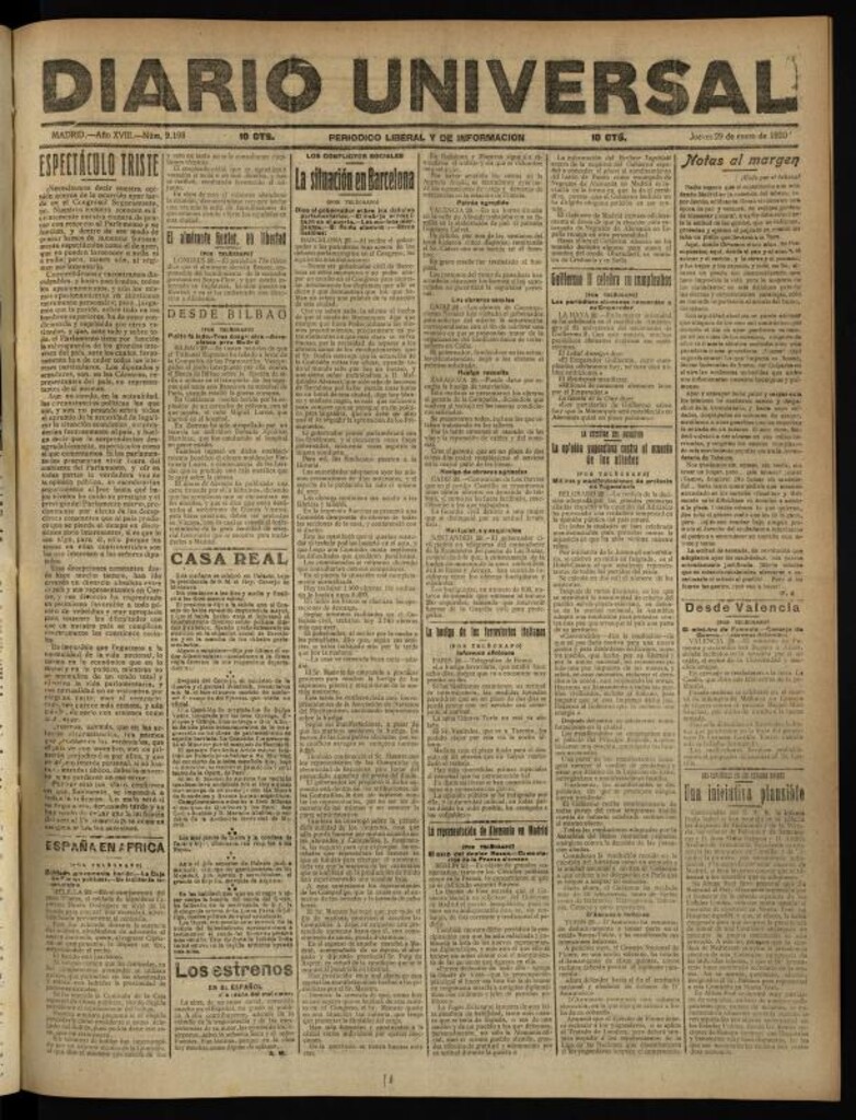Miniatura de Diario Universal del 29 de enero de 1920