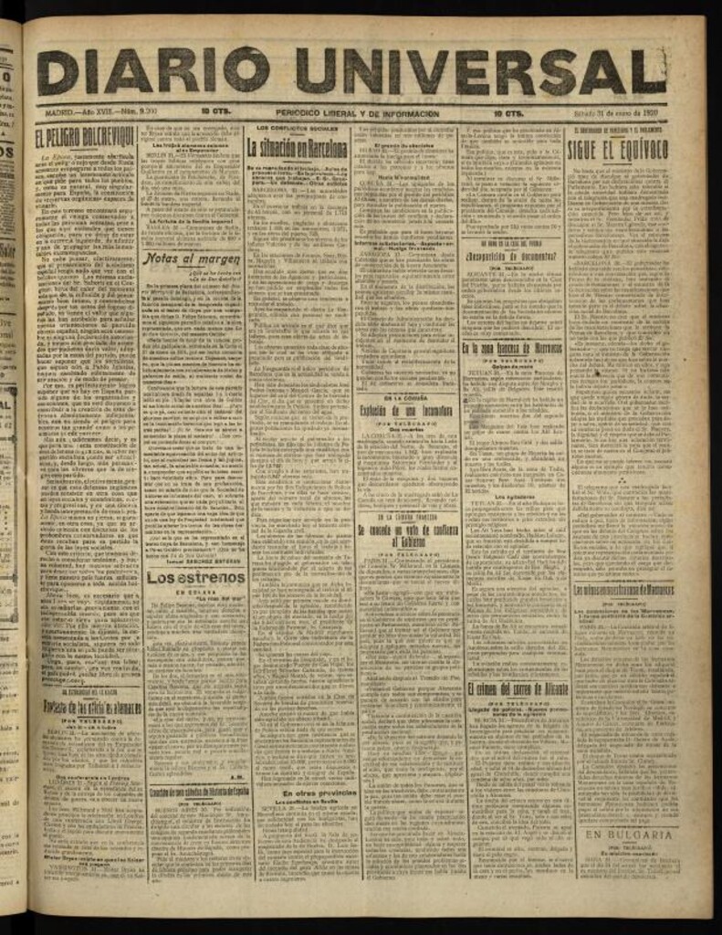 Miniatura de Diario Universal del 31 de enero de 1920