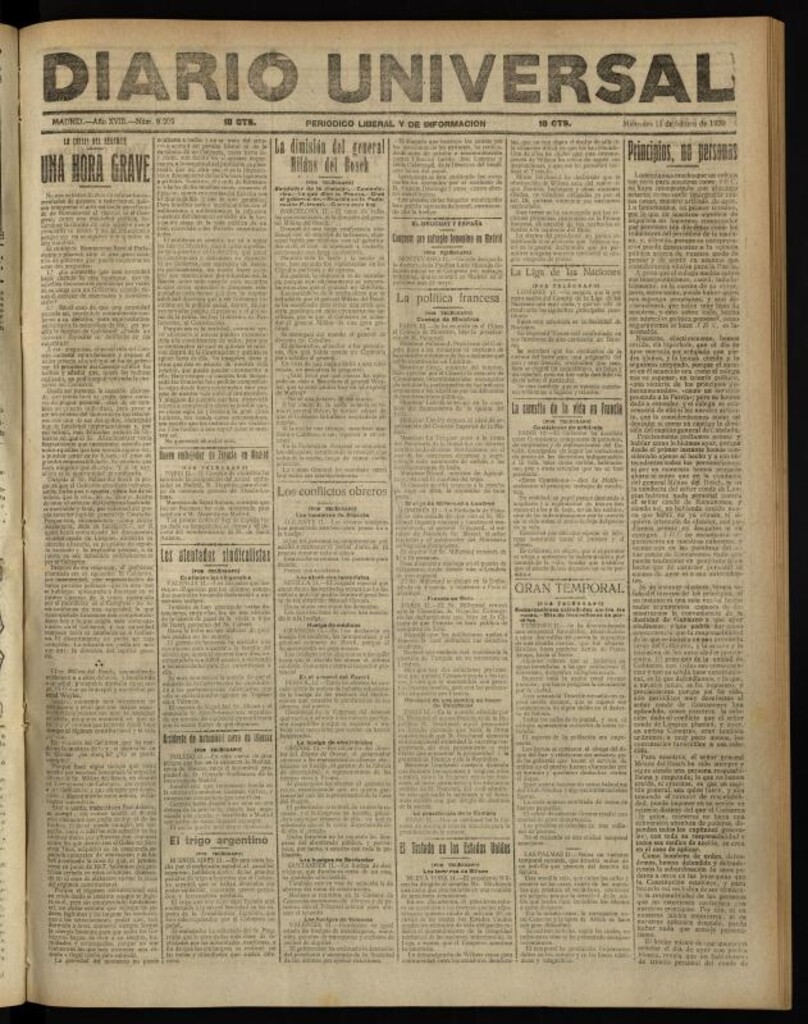 Miniatura de Diario Universal del 11 de febrero de 1920