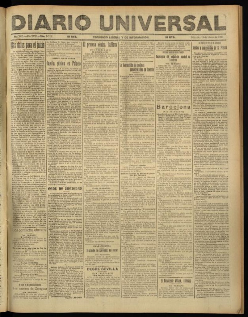 Miniatura de Diario Universal del 18 de febrero de 1920